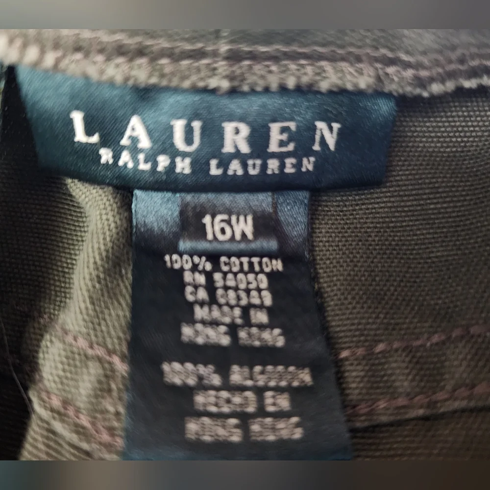 Lauren Ralph Lauren Olive Green Button Down Front Skirt Size 16W Vintage - Picture 5 of 11